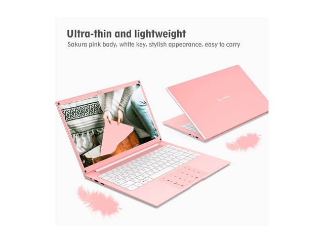Laptop Computer 14 inch Windows 10 Notebook PC - HAOQIN HaoBook140 Intel Celeron N3350 6GB DDR3 RAM 128GB SSD HD IPS Display 5.0GHz WiFi Bluetooth 4.2 HDMI Pink