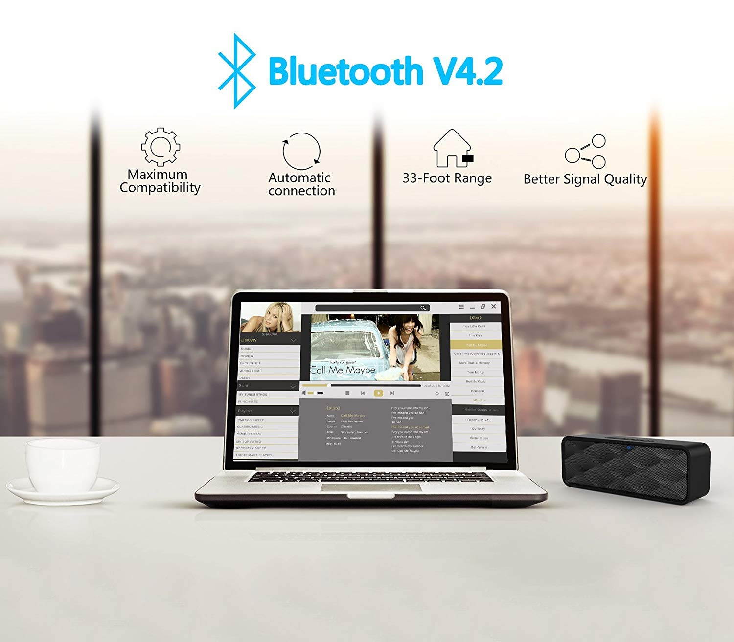 Portable wireless Bluetooth speakers, Portable 4.2 Wireless Speaker EDR Stereo with Loud HD Audio and Bass, Built-In Mic, FM Radio, 12H Playtime , TF Card , Dual Driver for Indoor & Outdoor Use