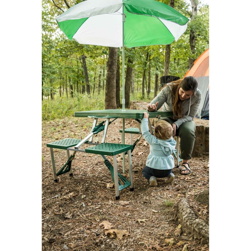Stansport Picnic Table and Umbrella Combo Pack Green