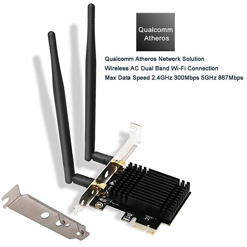 PCIE Wireless AC Dual Band 1200Mbps WiFi Adapter with BeamformeeMUMIMO and Heatsink Technology for Windows Server7881103264bit Desktop PCs Gaming 4K Video Streaming FSAC87
