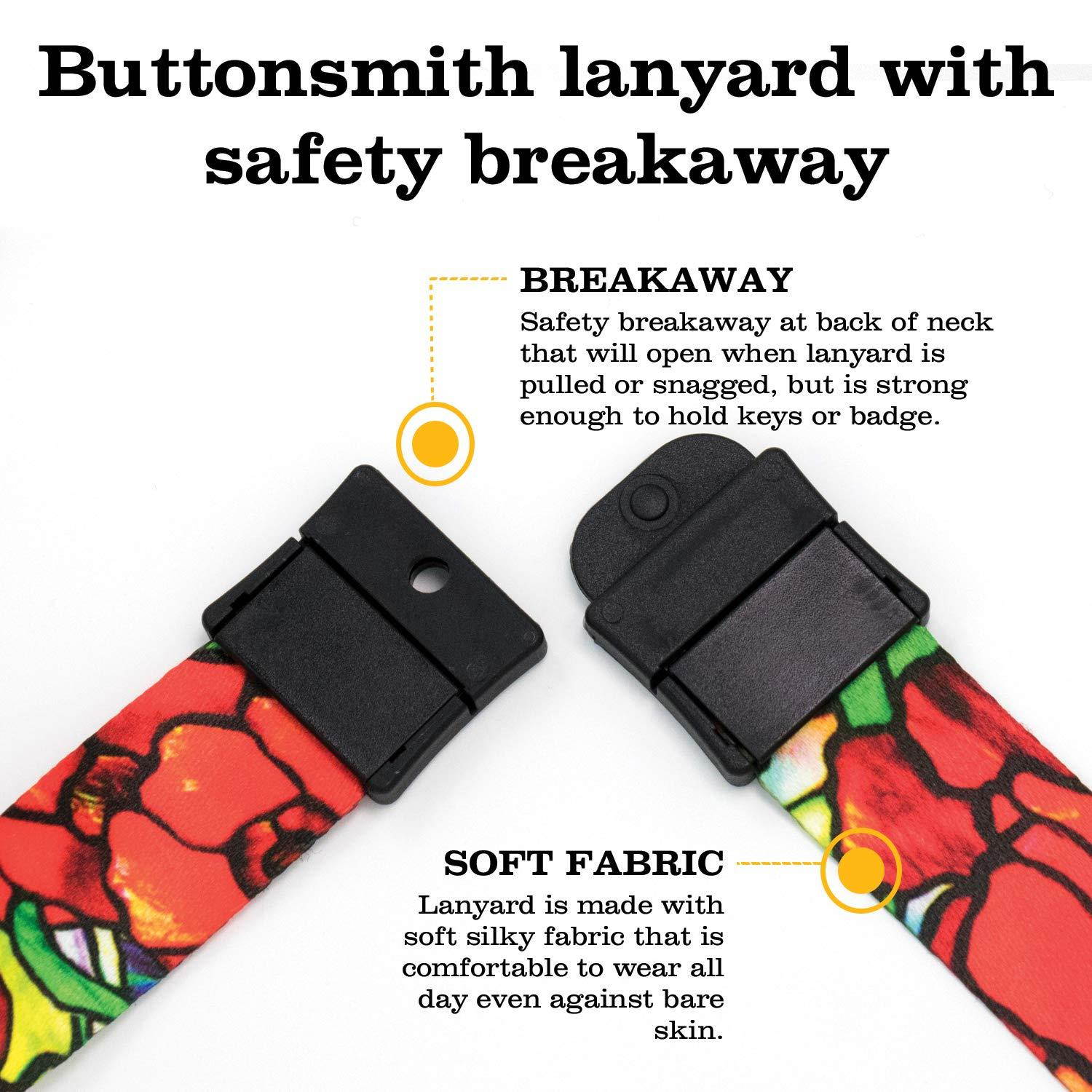Buttonsmith Tiffany Poppies Premium Breakaway Lanyard - Safety Breakaway, Buckle and Flat Ring - Made in USA