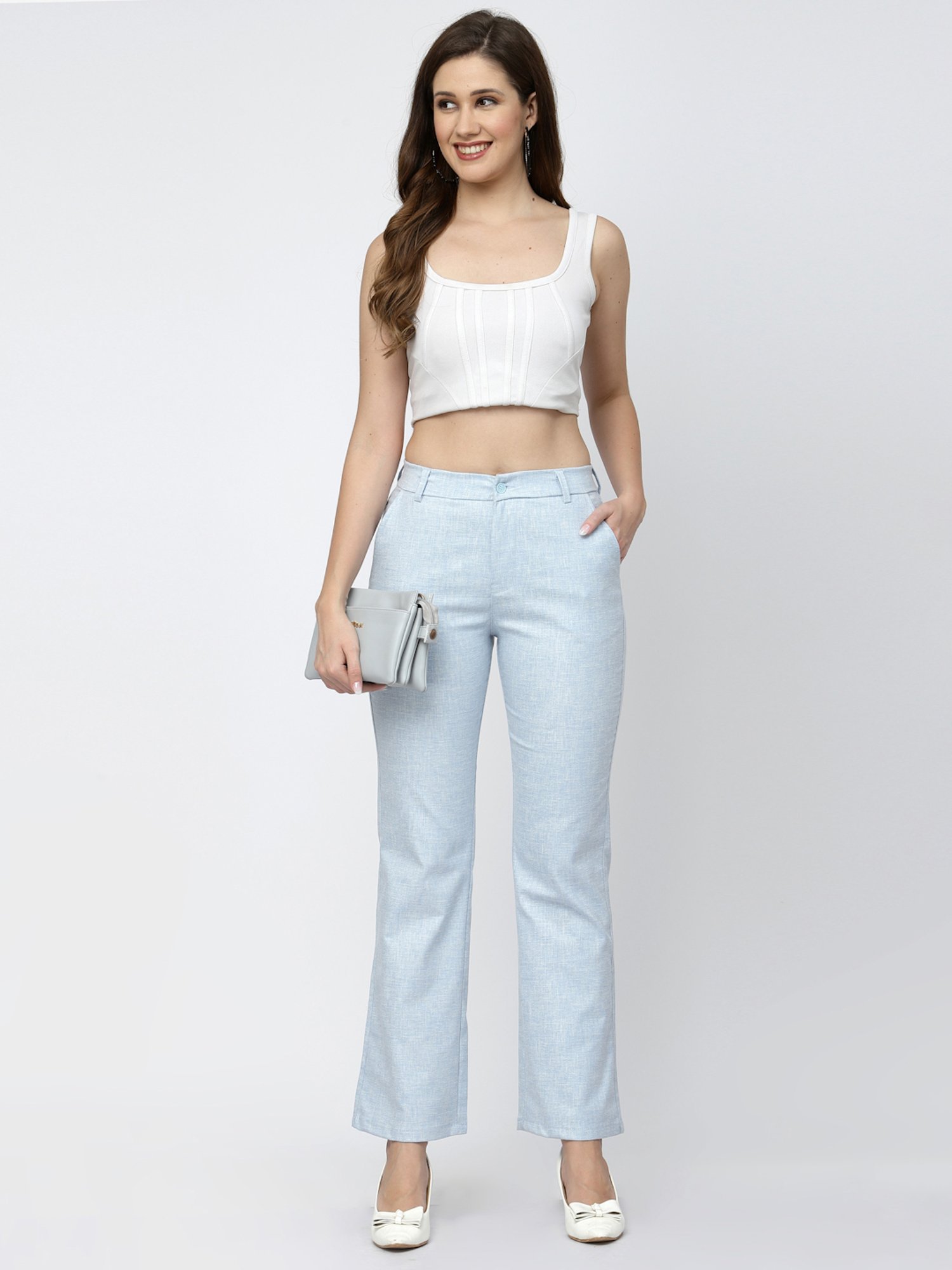 Westwood Sky Blue Relaxed Fit Mid Rise Trousers