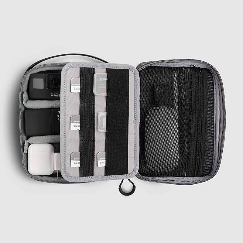 Designs Organizer 9.0 Portable Electronic Accessories Travel Pouch with Leather Handle for Laptop Accessories, Chargers, Tech Gears, Gadgets, Cables, Cords, Power Bank (New Black Label)