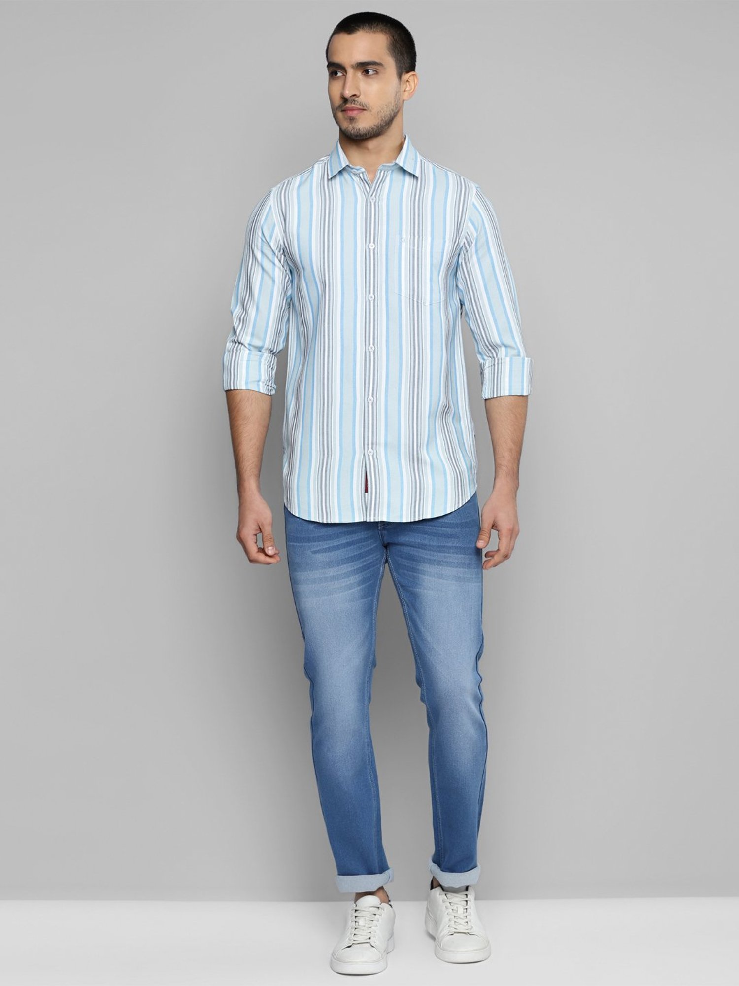 Allen cooper Multicolor Regular Fit Striped Cotton Shirt