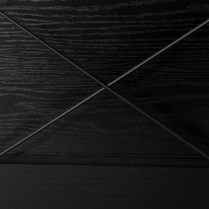 Oak Melamine Floor Cabinet with 2 Sliding Doors Black - Glitzhome