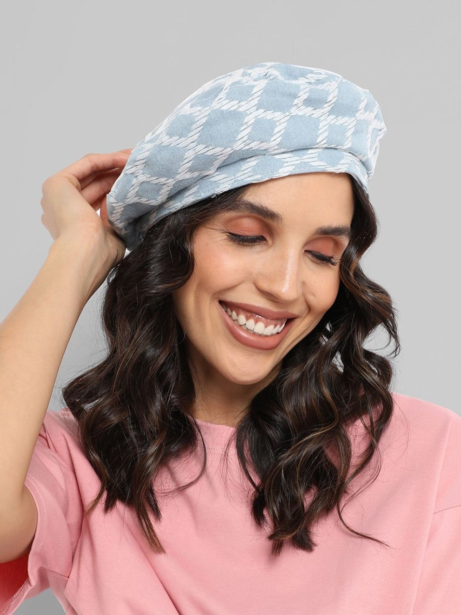 HauteSauce Multicolor Printed Rhombus Weave Beret Hat