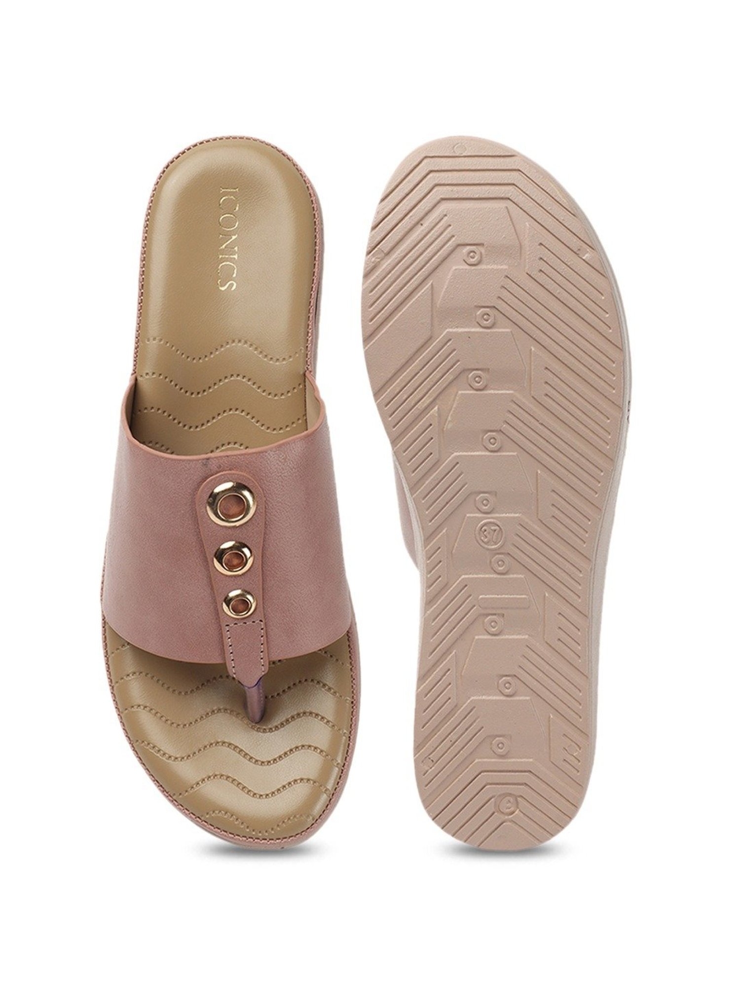 Iconics Women's Peach Thong Wedges