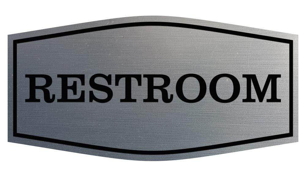 All Quality Fancy Restroom Sign (Brushed Silver) - Large