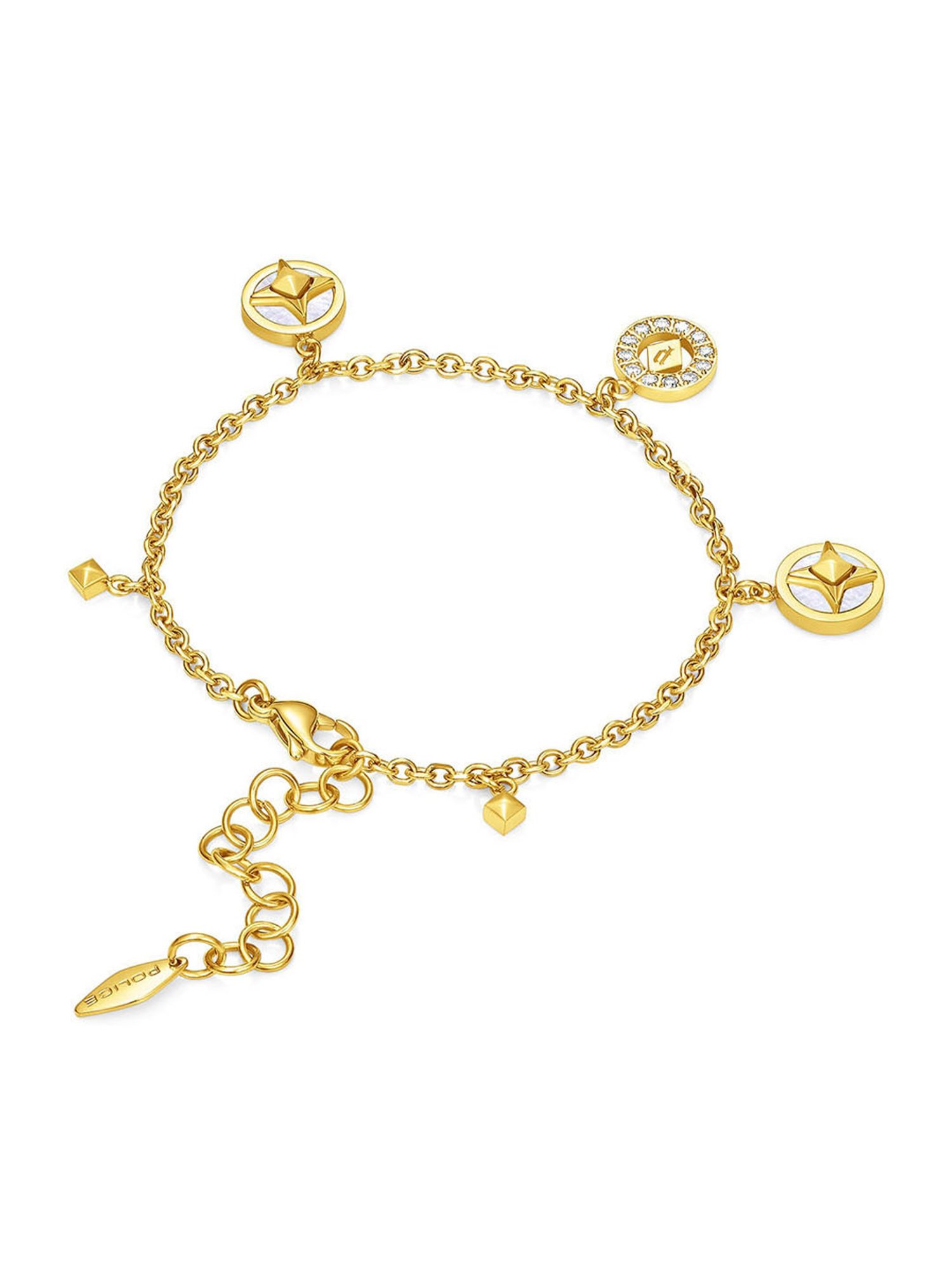 Police Lucky Star Golden & White Flexible Fit Bracelet for Women