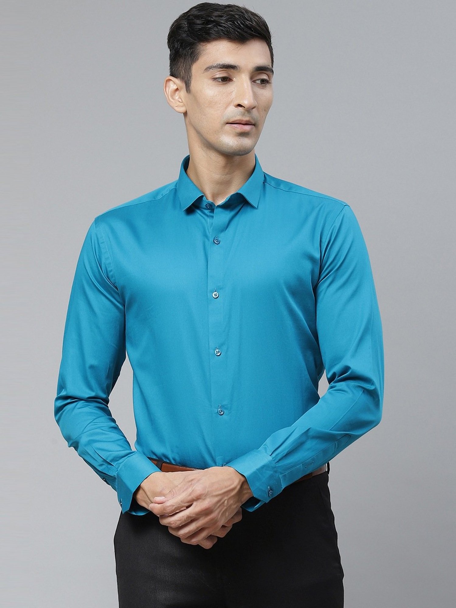 ManQ Blue Slim Fit Shirt
