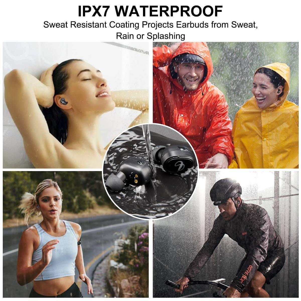 Bluetooth Wireless Earbuds, Sport Headphones Wireless HiFi Sound, Bluetooth 5.0 TWS Headphones 80H Playtime, Dual Built-in Mic, Auto Pairing with 2600mAh Charging Case Power bank, Waterproof Wireless