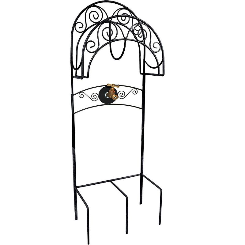 Liberty Garden 640 Carrington Decorative Metal Outdoor Hose Stand w/Bib, Black