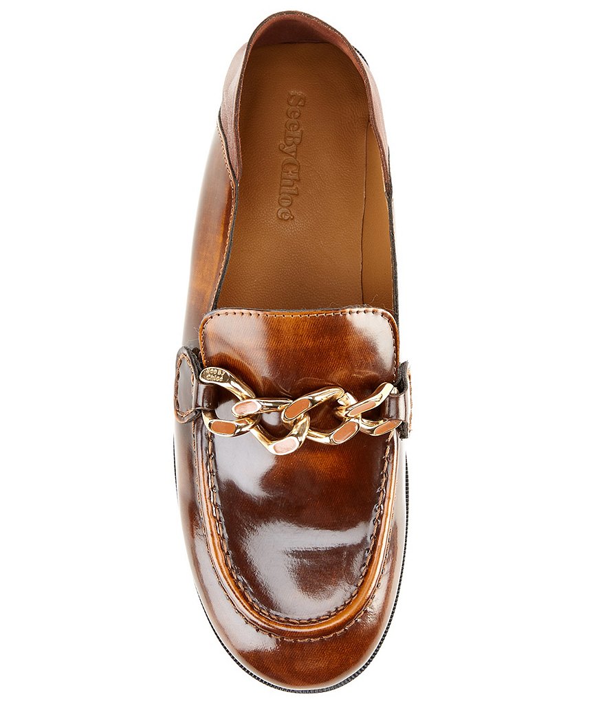 See by Chloe Mahe Leather Chain Detail Loafers