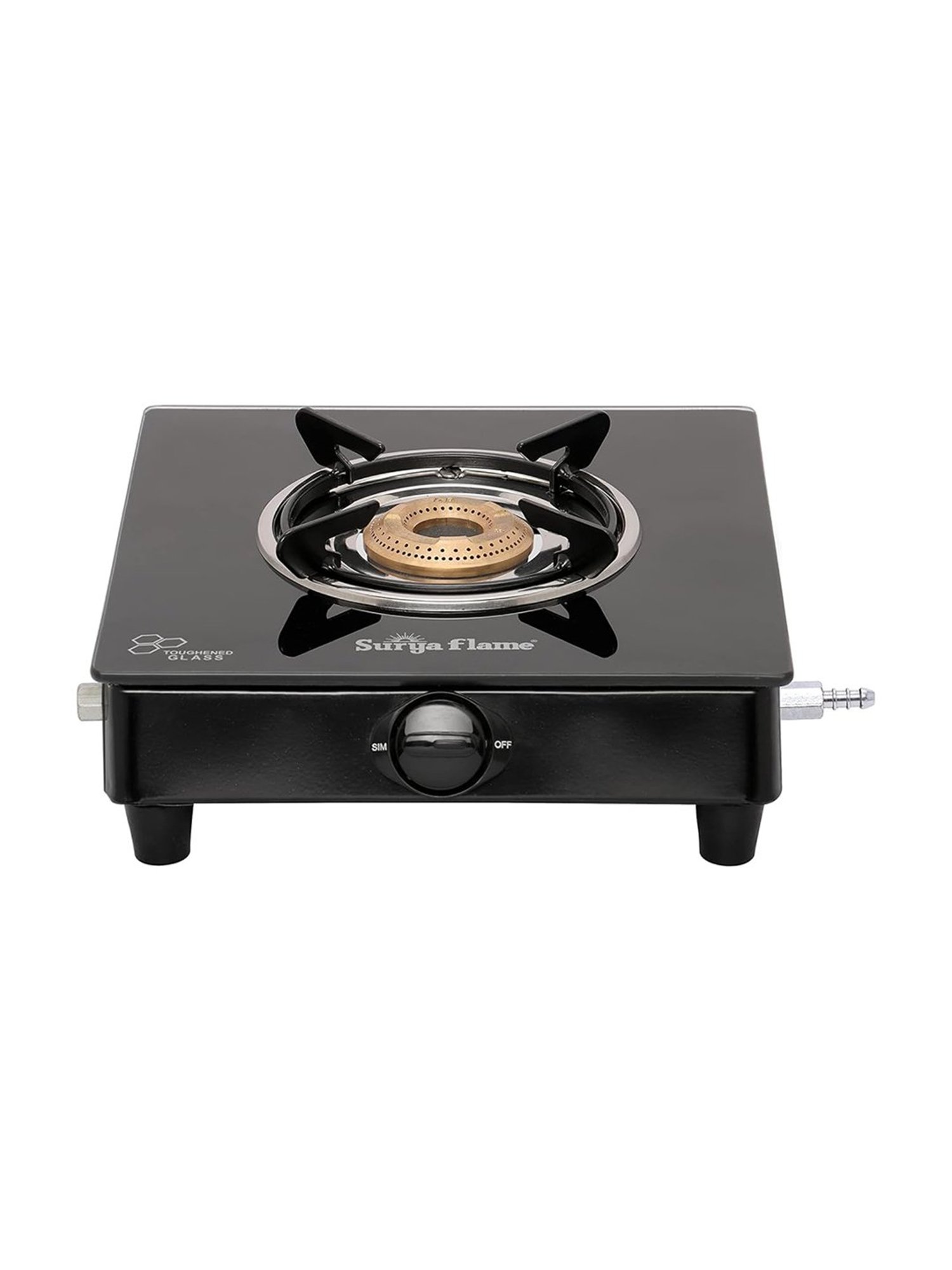Suryaflame Black Mild Steel Glass Top Gas Stove with 1 Burner