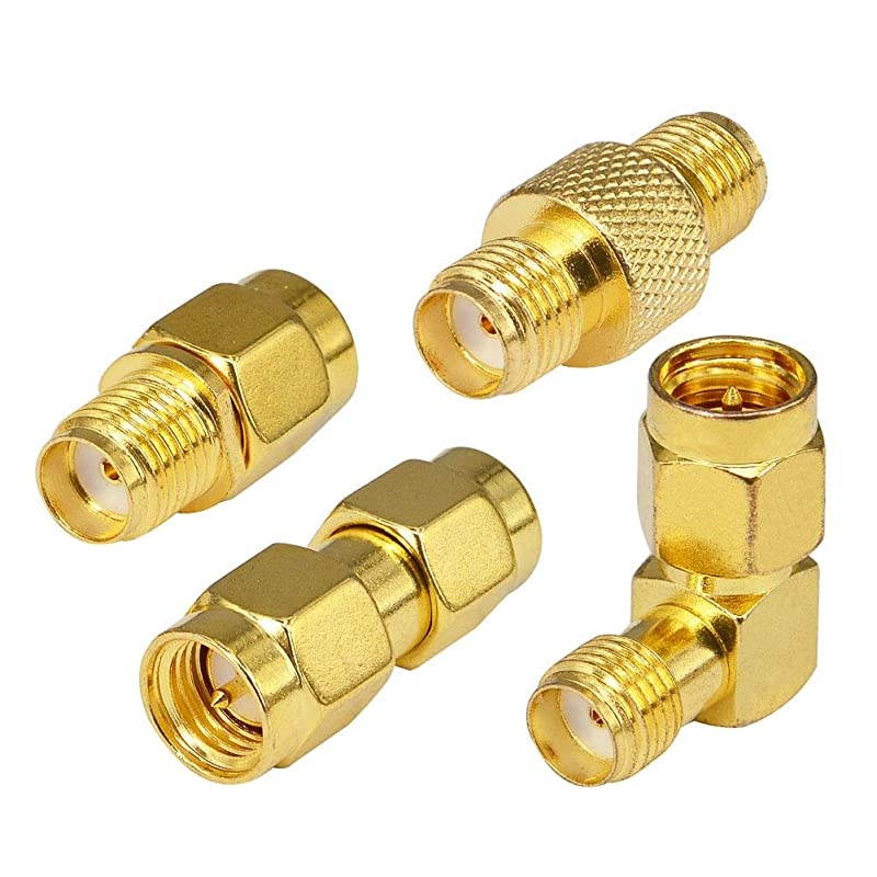 SMA Adapter Kit SMA Male Female Audio Antenna Extension Connector Right Angle 90 Degree Caoxial Connector 4 PCS