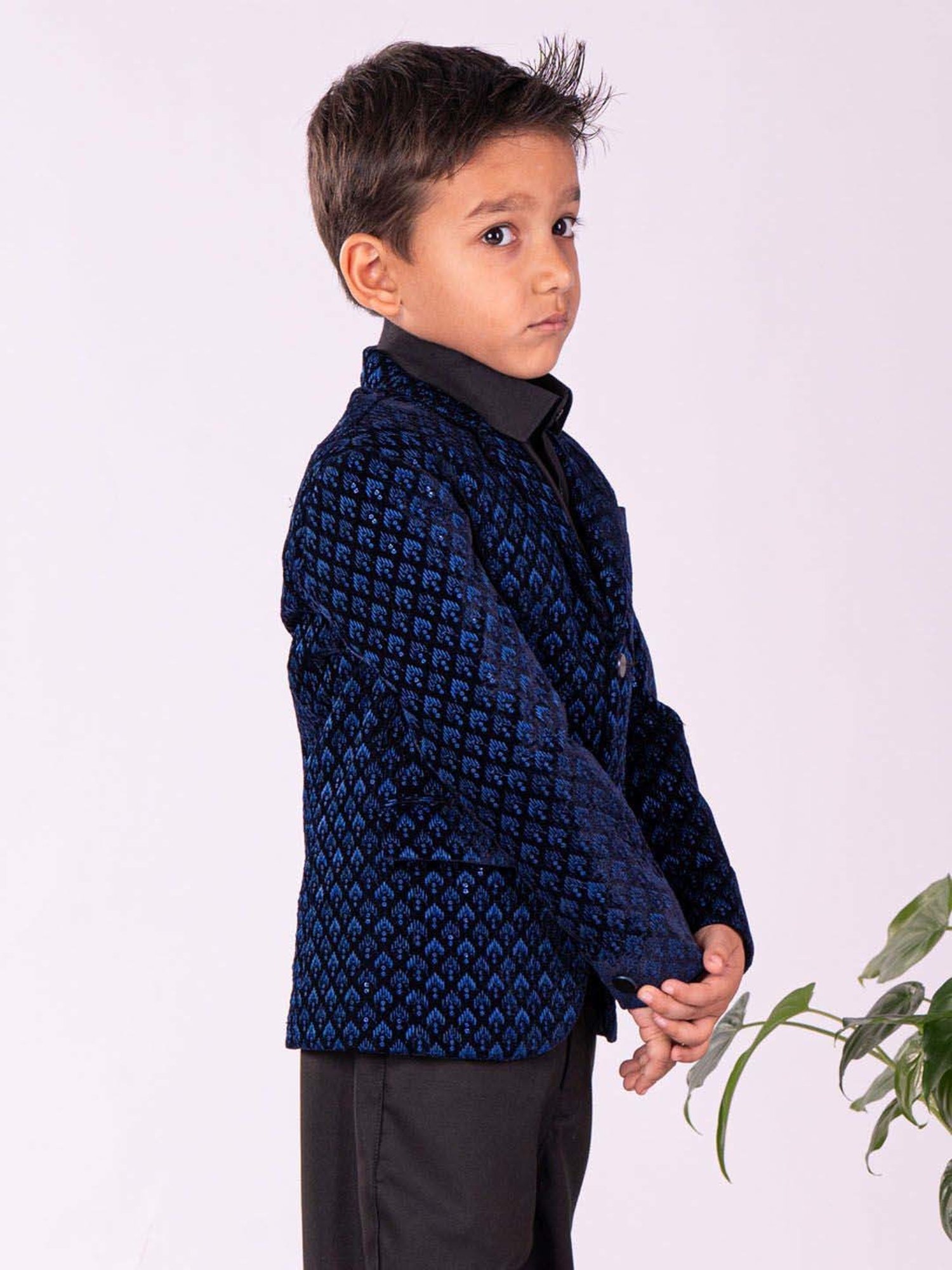 Blue Giraffe Kids Maroon Solid  Blazer