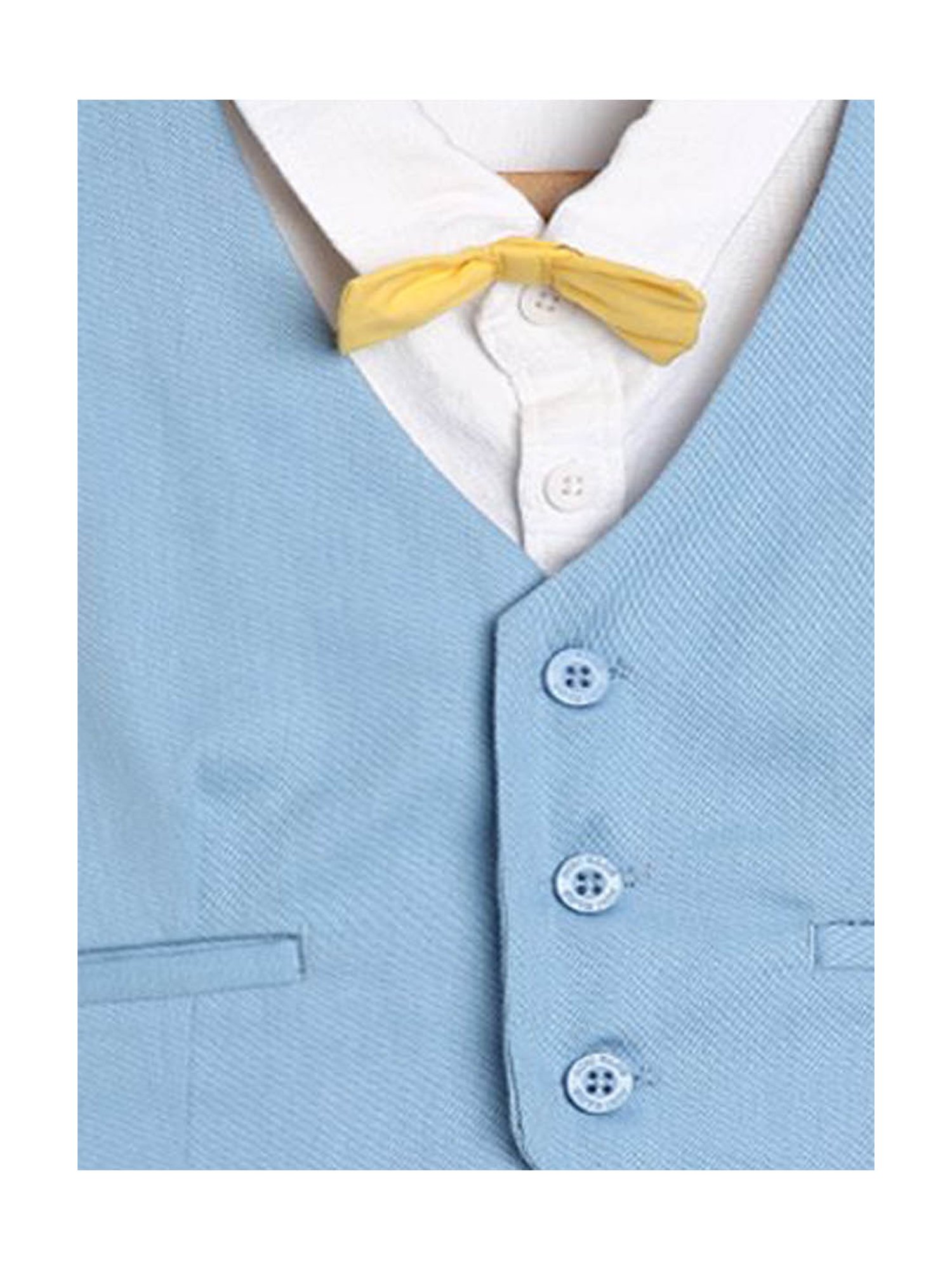 MINIKLUB Kids White & Blue Solid Shirt, Shorts, Jacket with Bow