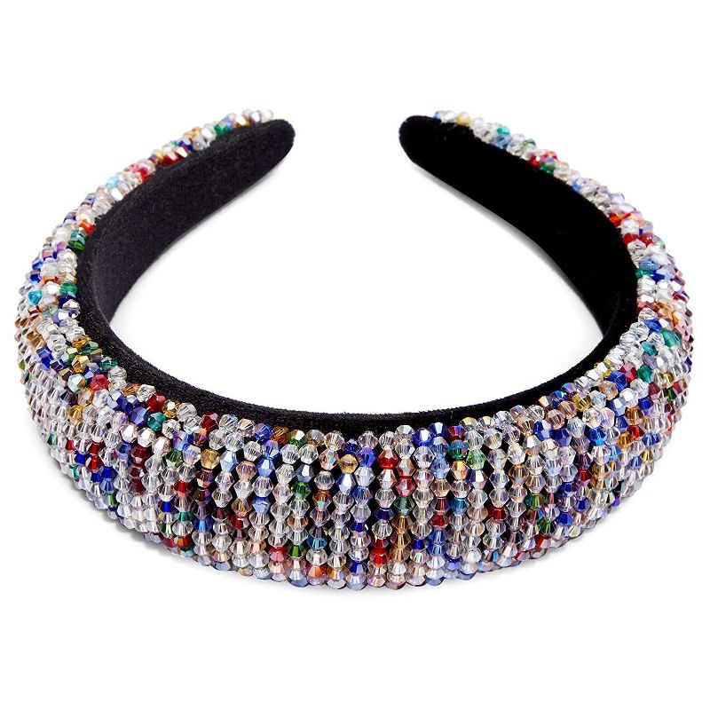 Glamlily Wide Women's Headbands, Beaded Rhinestone Hair Accessories, 6 x 6.5 x 1.5 in