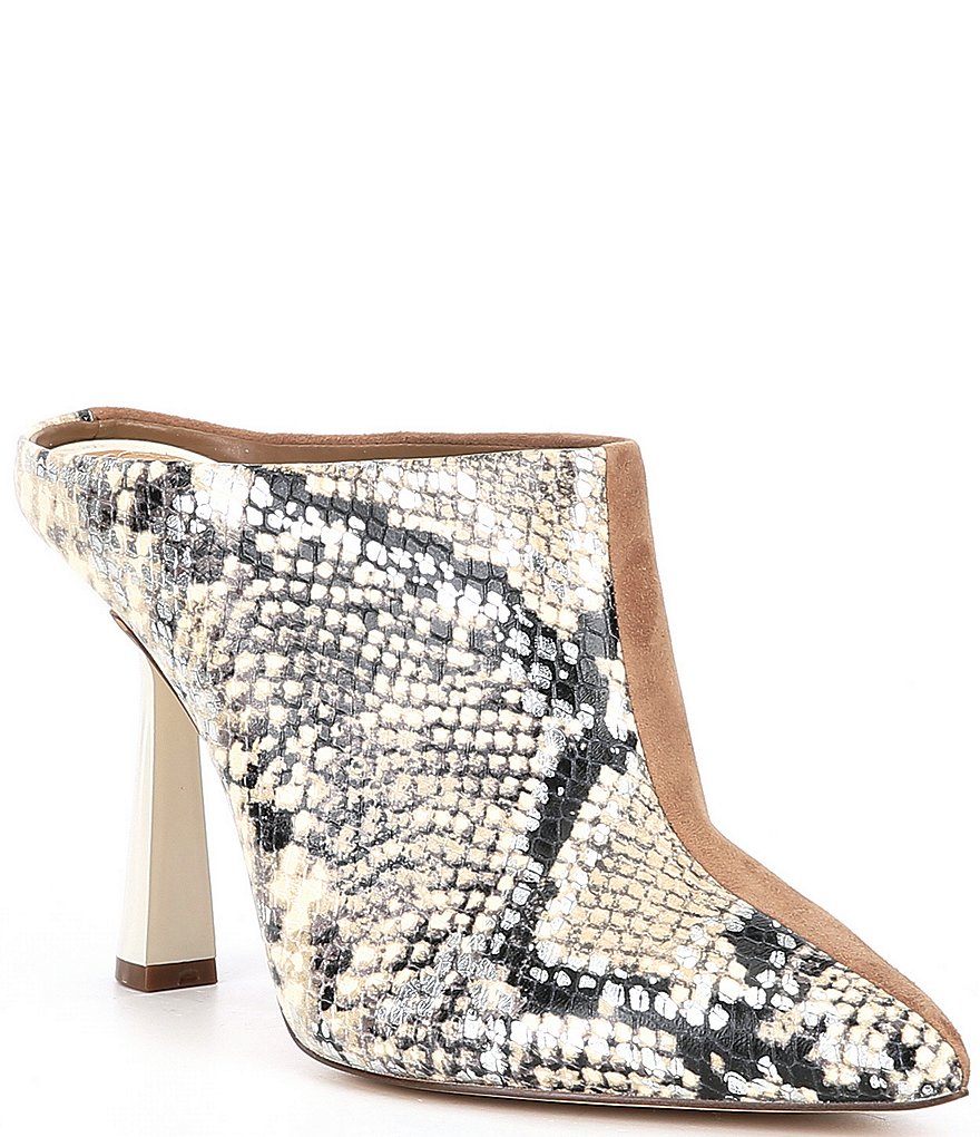 Gibson & Latimer Lark Snake Print & Suede Stiletto Dress Mules