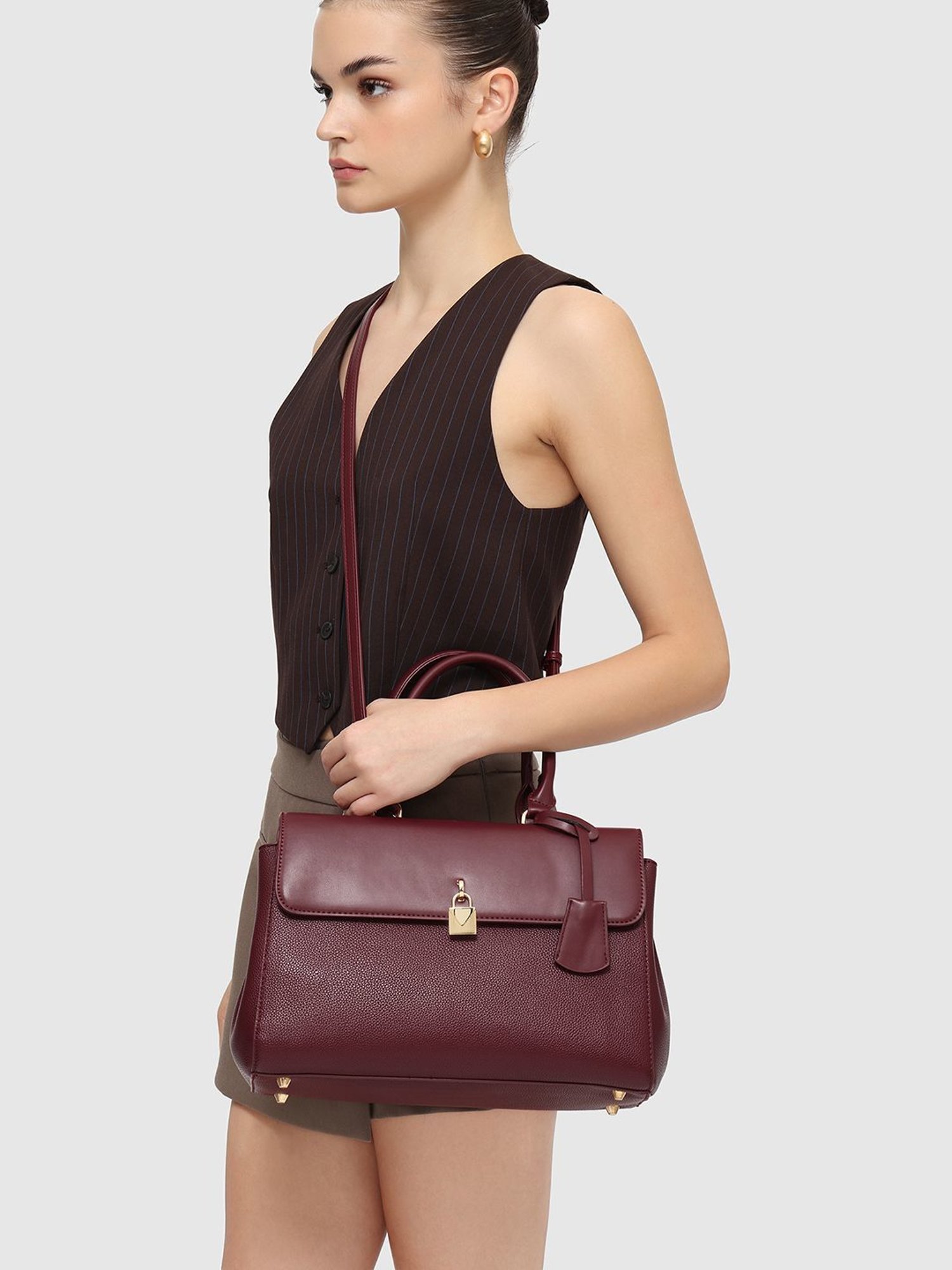 Miraggio Sierra Wine Medium Satchel Handbag