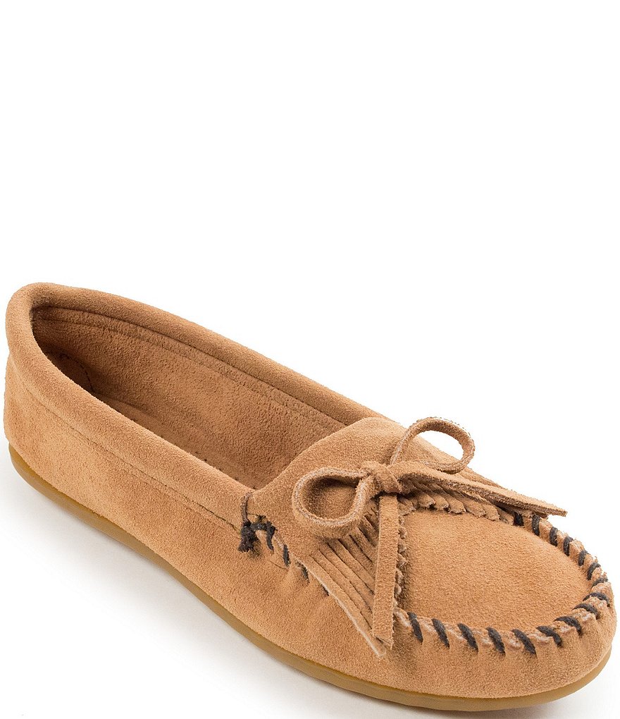 Minnetonka Kilty Suede Fringe Moccasins