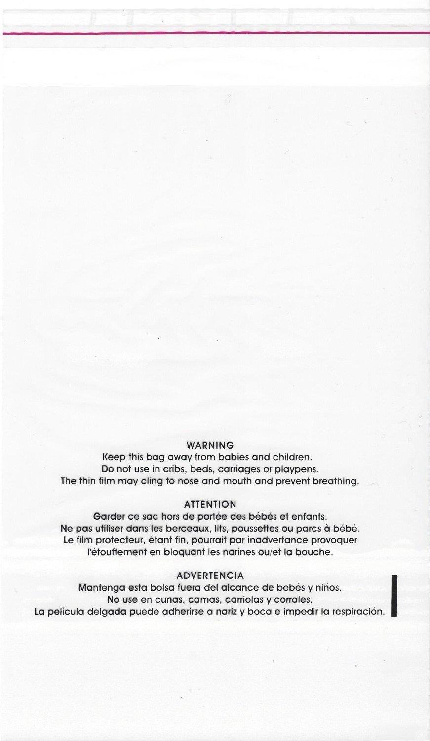 ULINE S-1931 Resealable Suffocation Warning Bag for Shirts and Toys with Trilingual Printed Warning (1.5 Mil, 11 x 14 Inches, 100 Count)