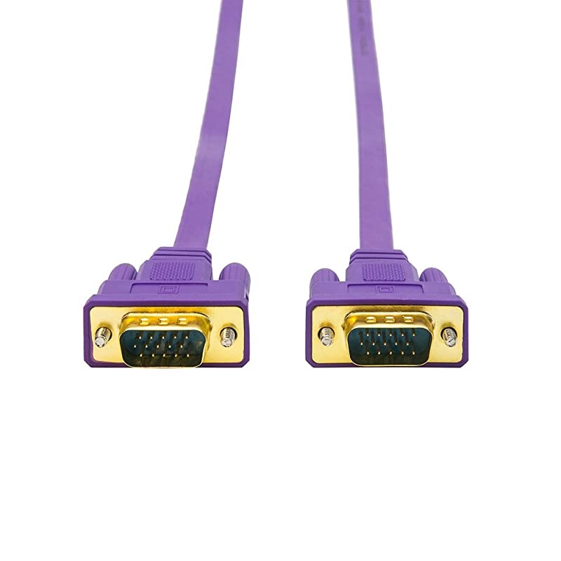 Flat Slim 100ft VGA Cable Male to Male Port for Computer Monitor Laptop Projector Purple 30m