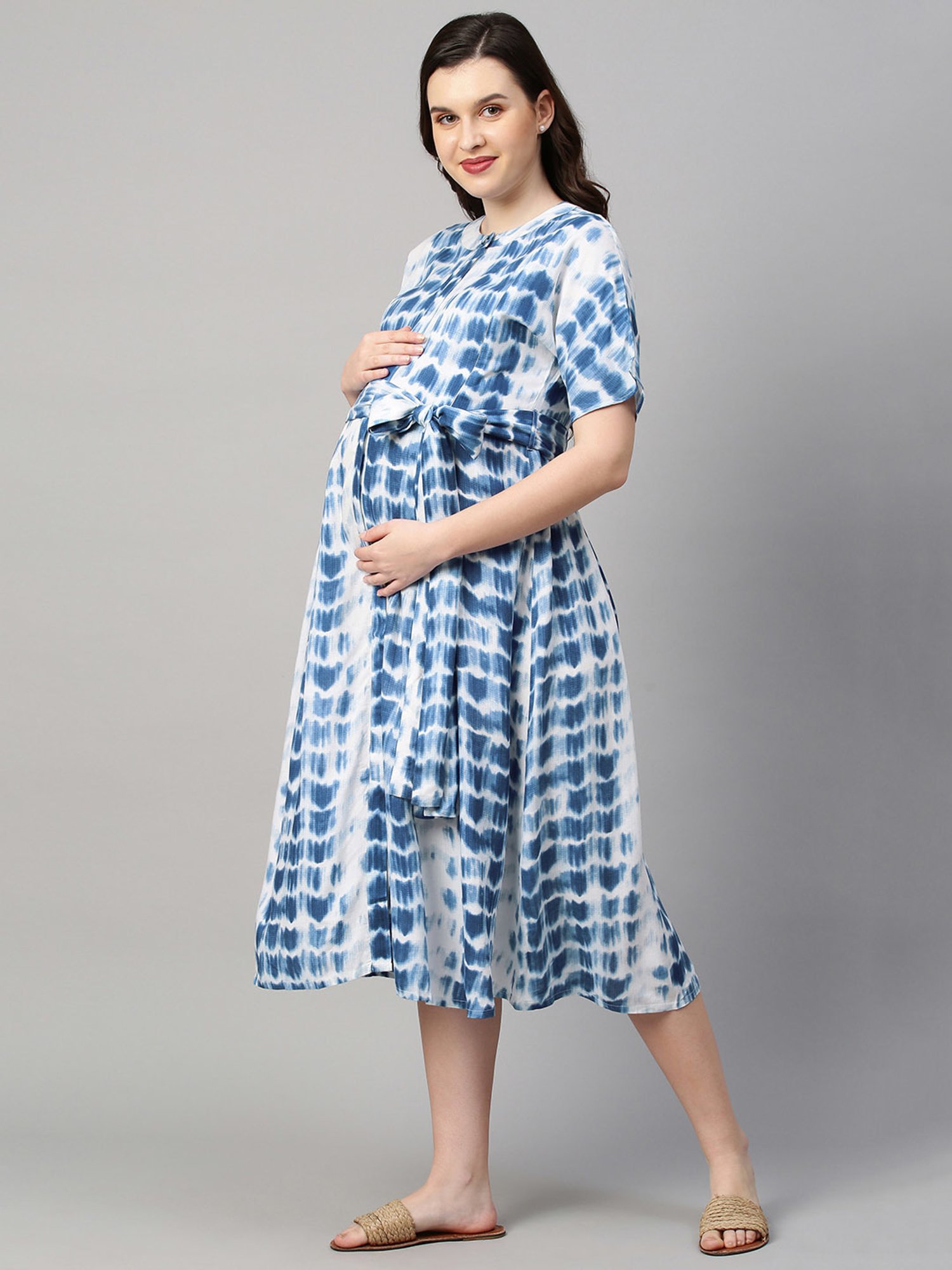 MomToBe Blue & White Maternity Dress