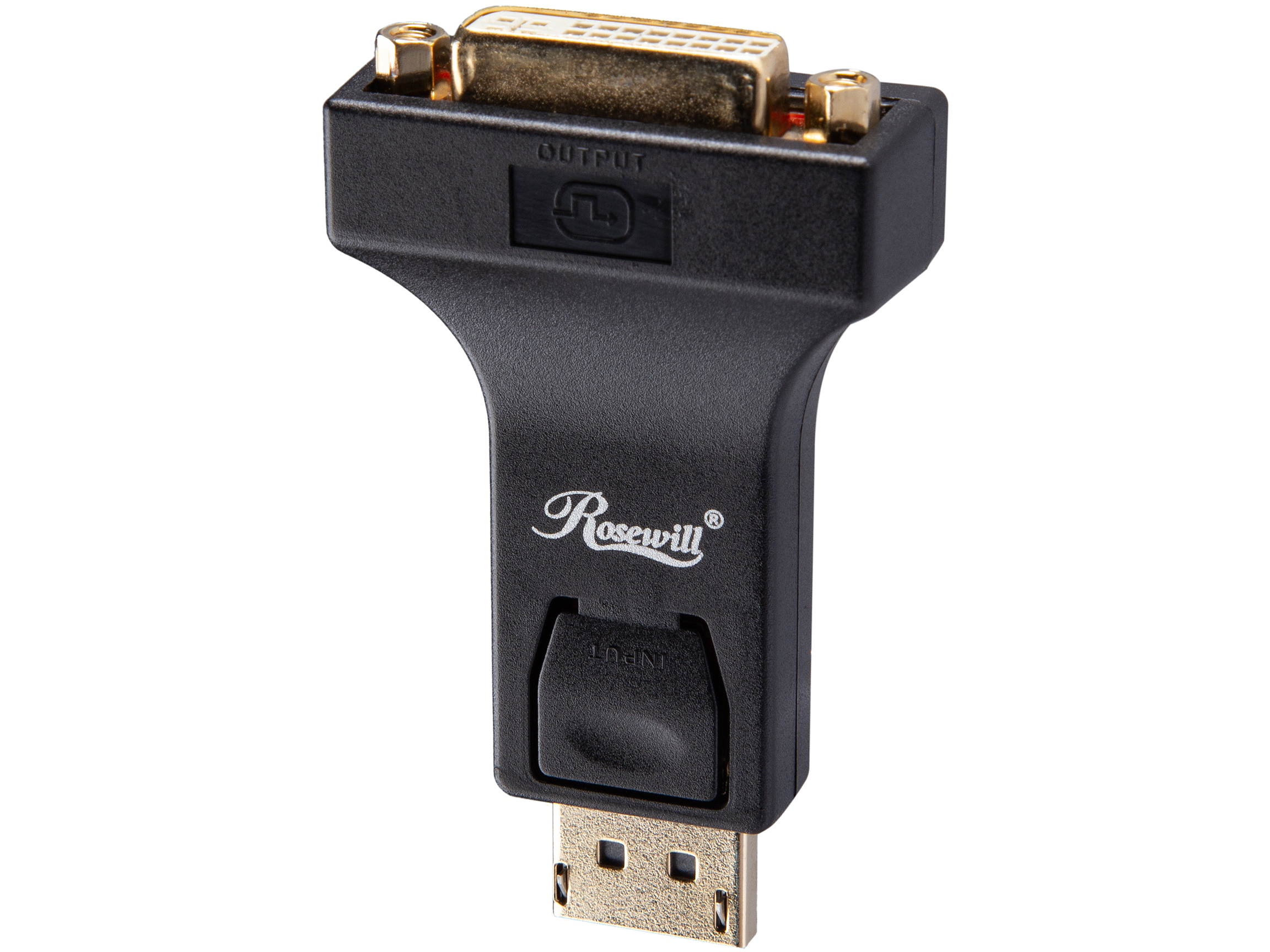 Rosewill CL-AD-DP2DVI-BK Compact Design DisplayPort to DVI-I Passive Adapter Converter, Gold Plated, Black -Latching DP to DVI-I - 1920 x 1200 Resolution