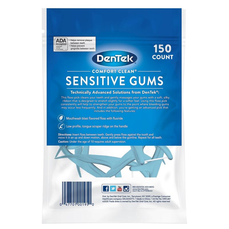 DenTek Comfort Clean Floss Picks For Sensitive Gums - 150ct