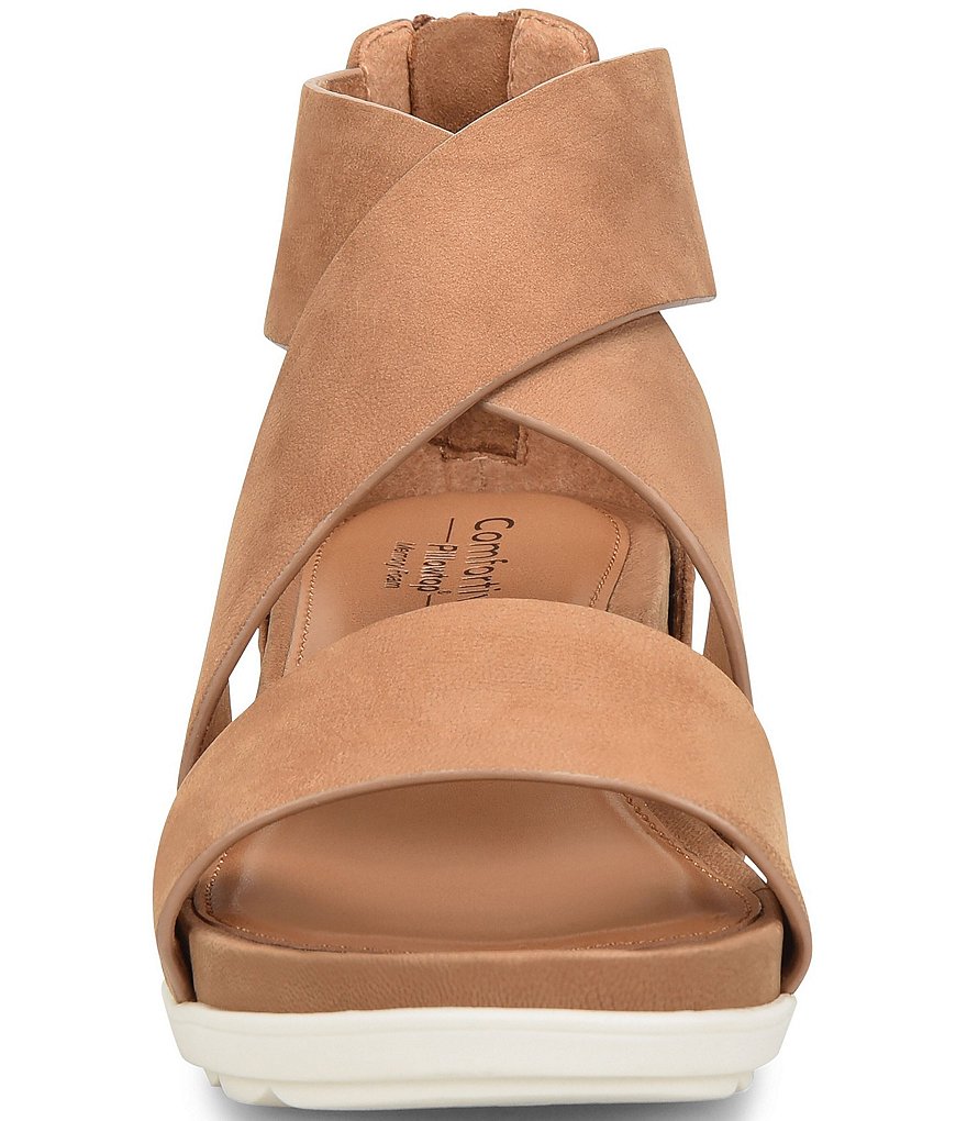 Comfortiva Pacifica Nubuck Criss-Cross Strap Sporty Wedge Sandals