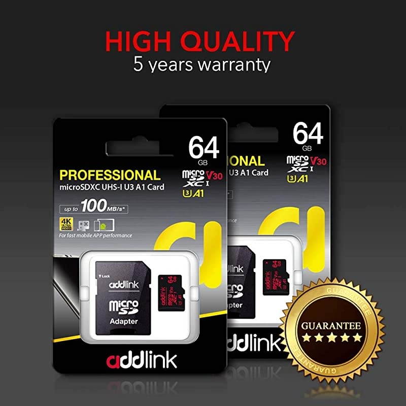 64GB 2 Pack Micro SD Card SDXC U3 V30 A1 Memory Card with Adapter with Read 100MBs high Speed