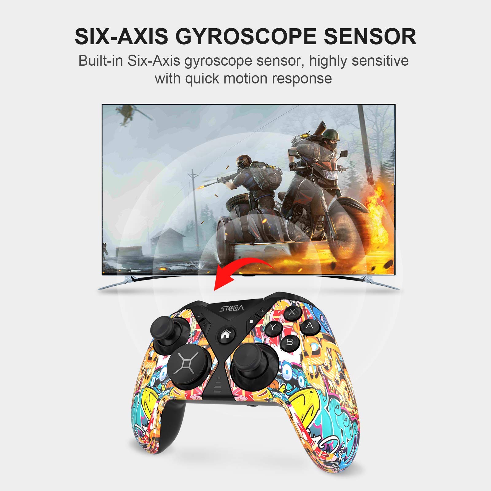 Wireless Controller for Nintendo Switch, STOGA Game Controller for Switch Lite Interchangeable Cross Button and Left 3D, DIY Replaceable Skin Shell, Macro (Graffiti)