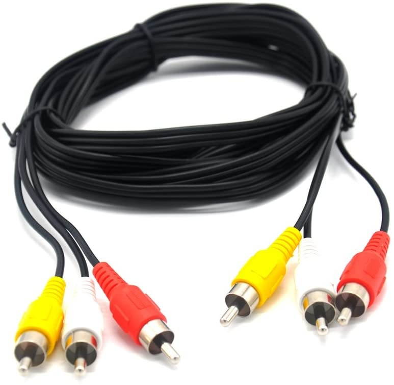 Padarsey RCA 5FT Audio/Video Composite Cable DVD/VCR/SAT Yellow/White/red connectors 3 Male to 3 Male