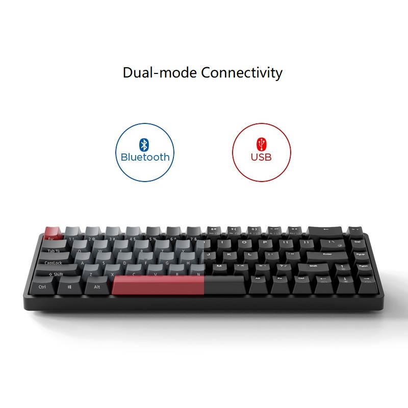 Royal Kludge RK837  68Keys Mini Layout Bluetooth and USB Wired Dual Mode Mechanical Keyboard, PBT Keycaps, Cherry MX Switch, White Backlit-Light Through Version