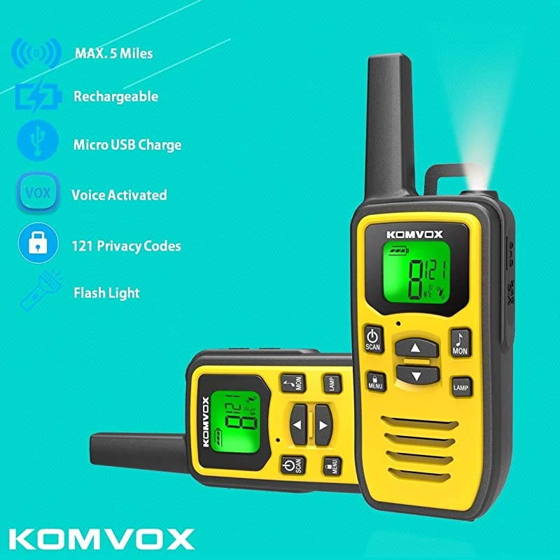 Walkie Talkies for Adults Long Range Handheld Two Way Radio 2 Way Radio Survival Gear Equipment 22 Channels 121 Privacy Codes VOX Scan Alert + LED Flashlight for Camping