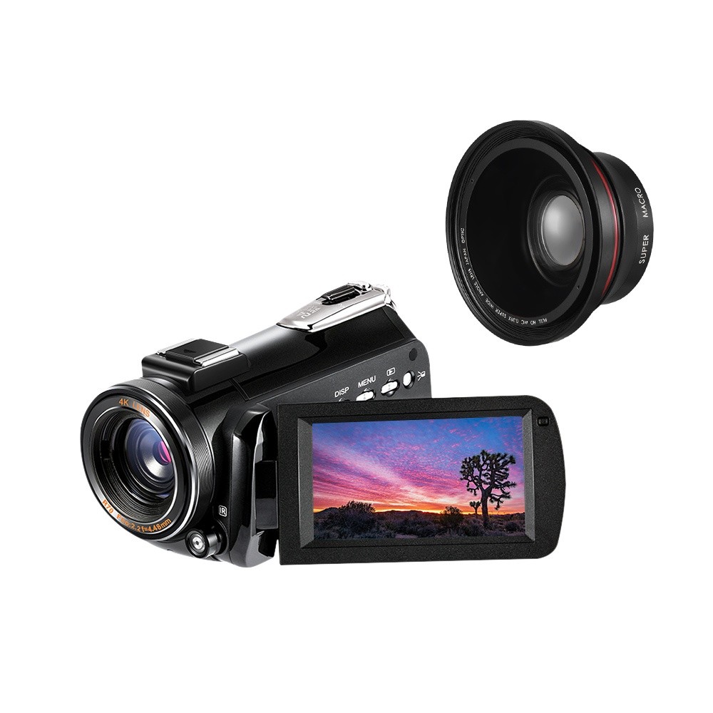 Andoer AC3 4K UHD 24MP Digital Video Camera Camcorder DV Recorder 30X Zoom WiFi Connection IR Night Vision 3.1 Inch IPS LCD Touchscreen Hot Shoe Mount with 2pcs Rechargeable Batteries + Extra 0.39X