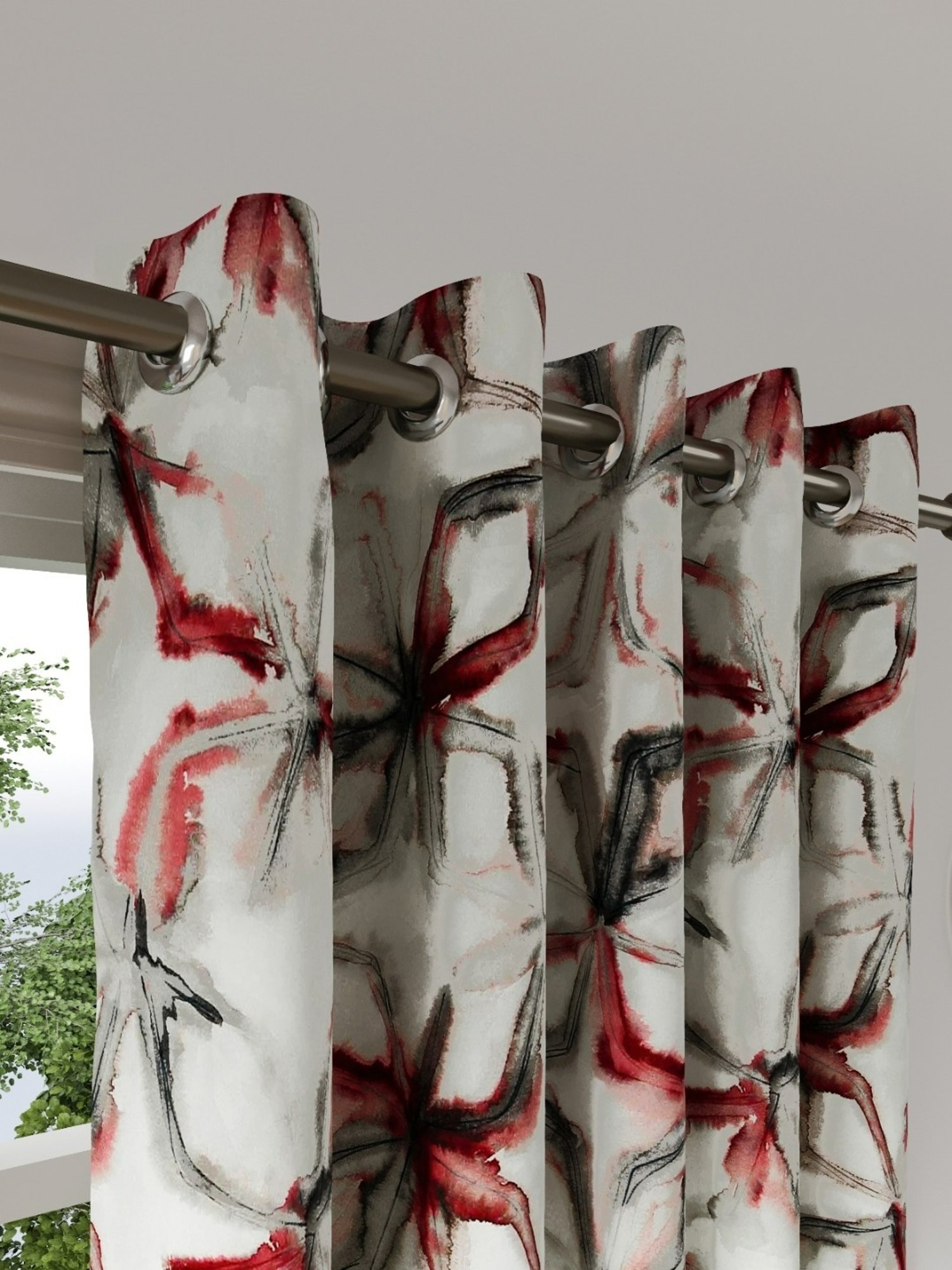 DDecor Abstract Multicolor Polyester 9 ft Long Door Curtain