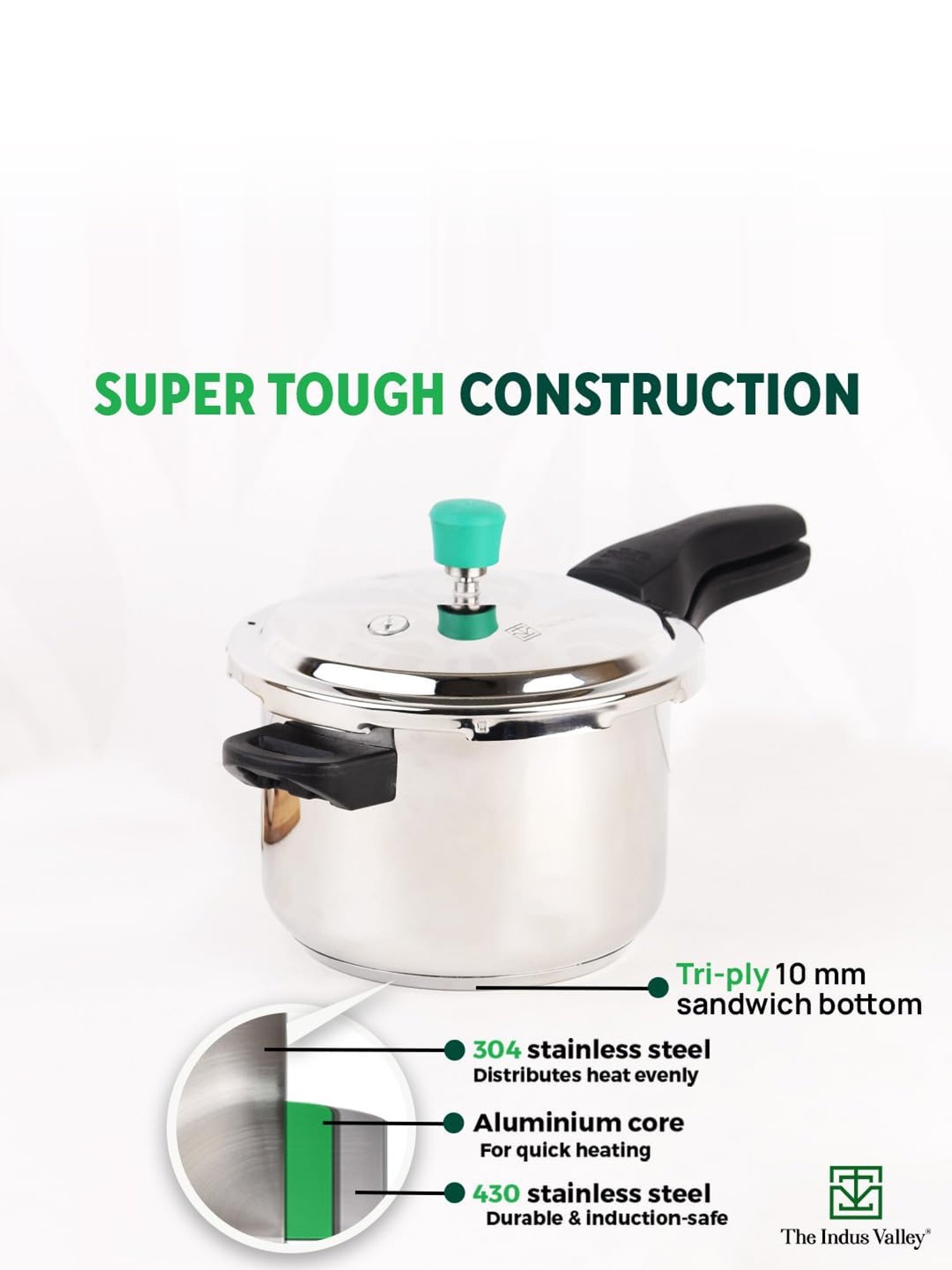 Borosil Silver Aluminium Pressure Cooker (5 L)