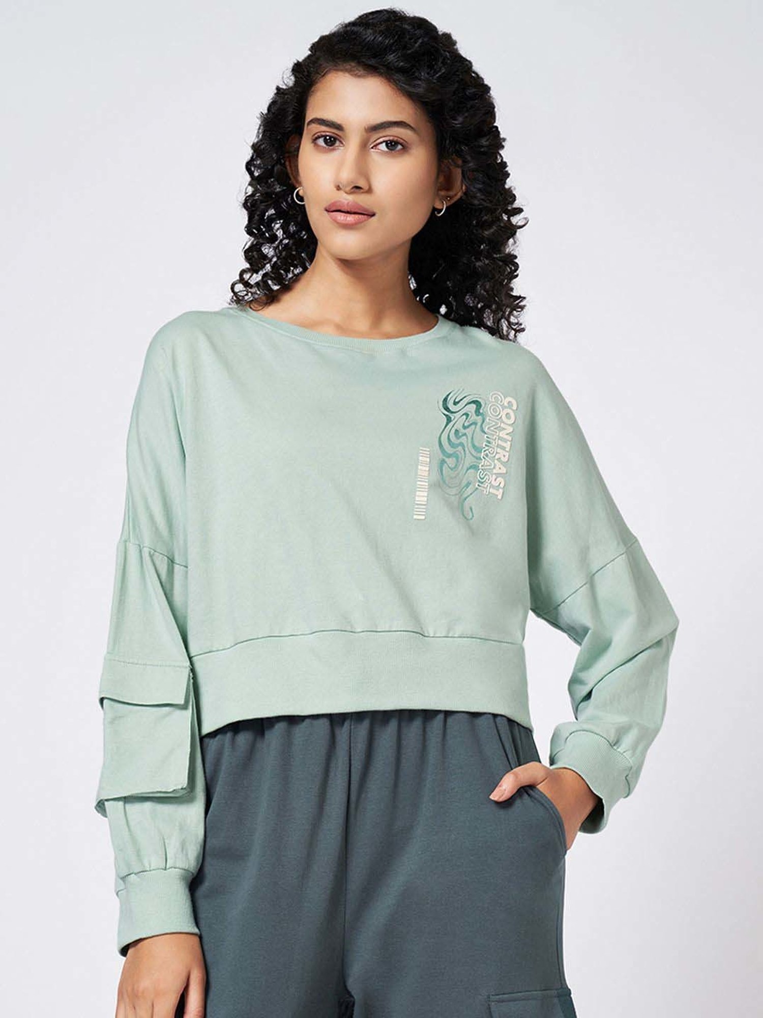 Ajile by Pantaloons Green Cotton Printed T-Shirt