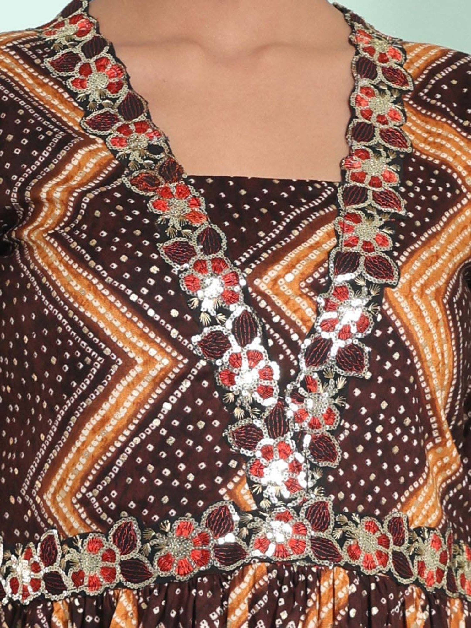 CHARUKRITI Brown Printed Maxi Dress