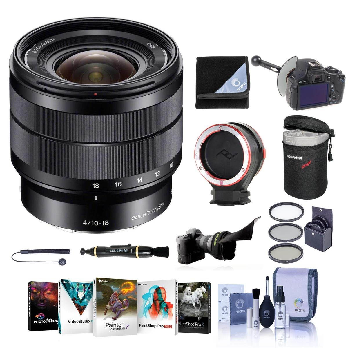 Sony 10-18 F/4 OSS E-Mount Lens - with Premium Accessory Bundle #SEL1018 KB