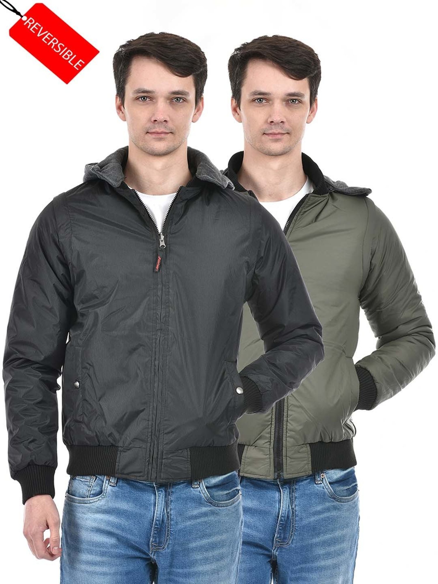 Lawman Pg3 Black & Olive Regular Fit Reversible Jacket