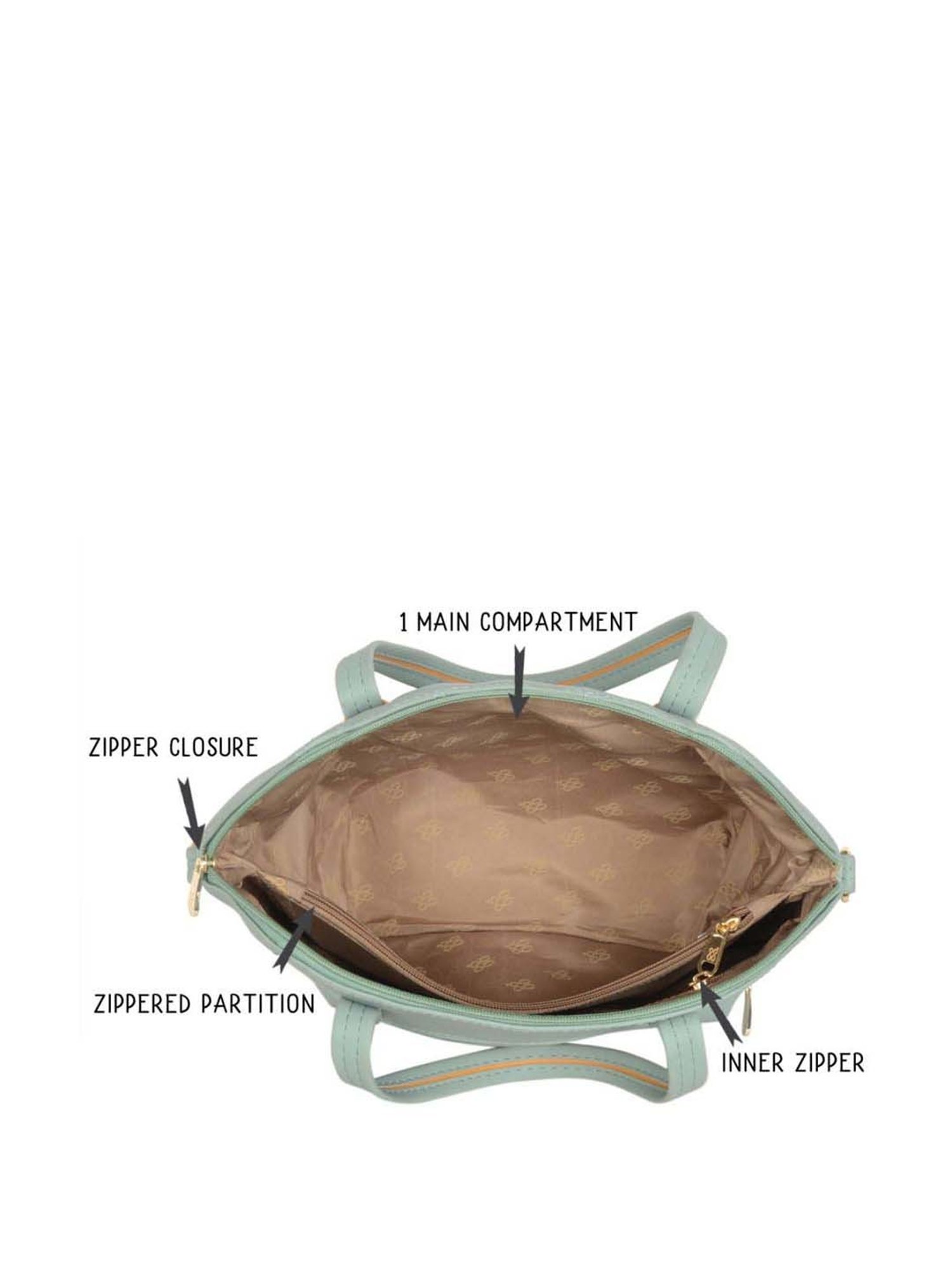 Baggit Green Quilted Medium Handbag