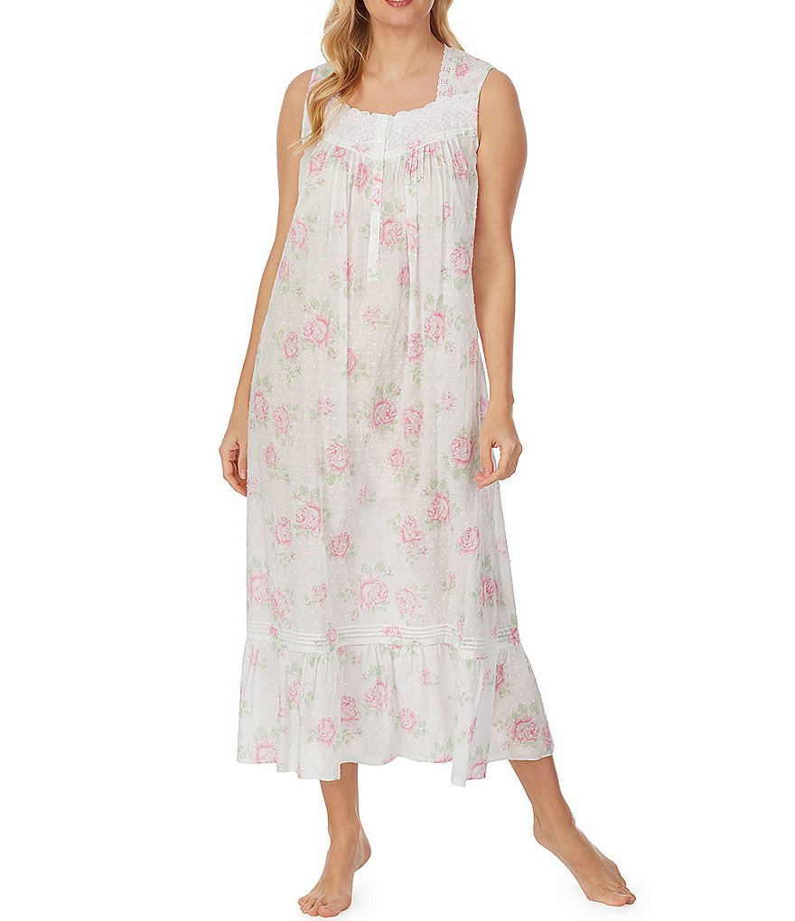 Eileen West Large Floral Print Lawn Woven Ballet Nightgown