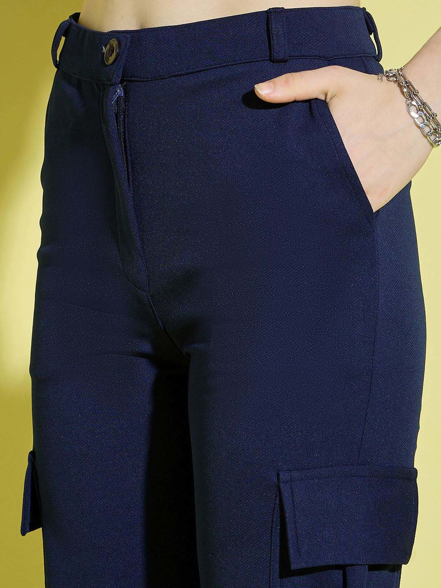 BUYNEWTREND Grey & Navy High rise Cargo (Pack Of 2)