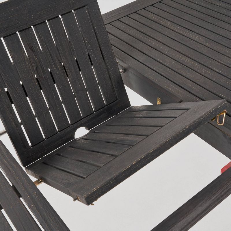 Nadia 9pc Wood and Wicker Expandable Dining Set Gray - Christopher Knight Home