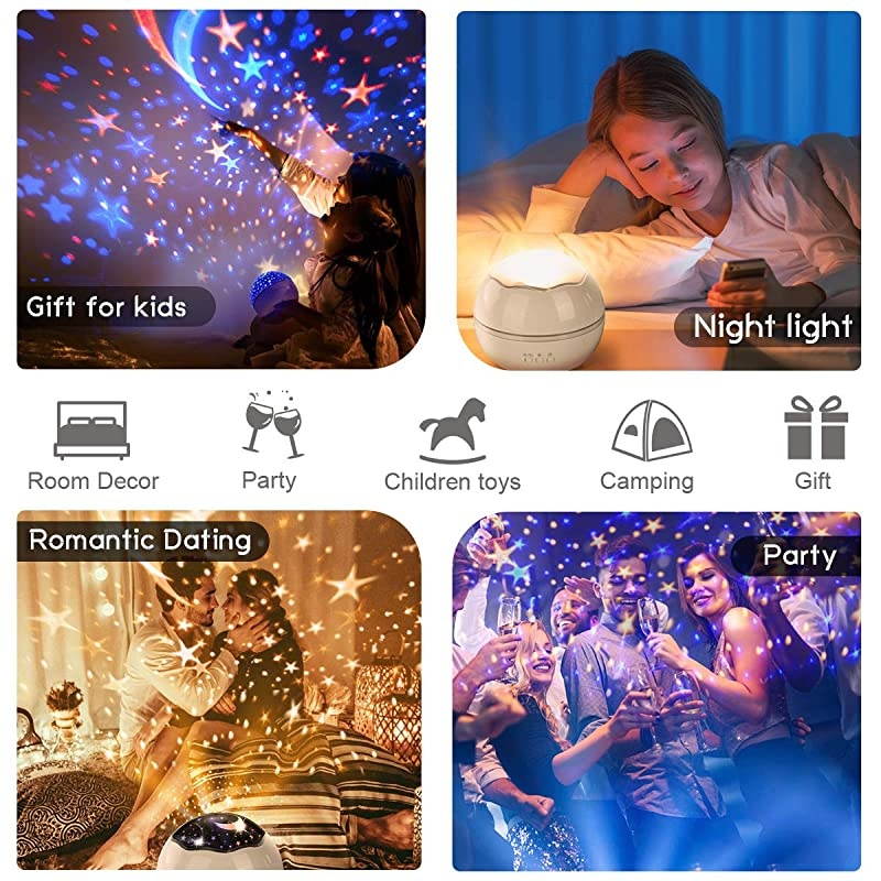 Night Light Star Projector Lights for Room LED Light Projector for Bedroom Bedside Lamp 8 Lighting Modes Adjustable Brightness 360&deg; Rotation Suitable for Living Room PartyRoom