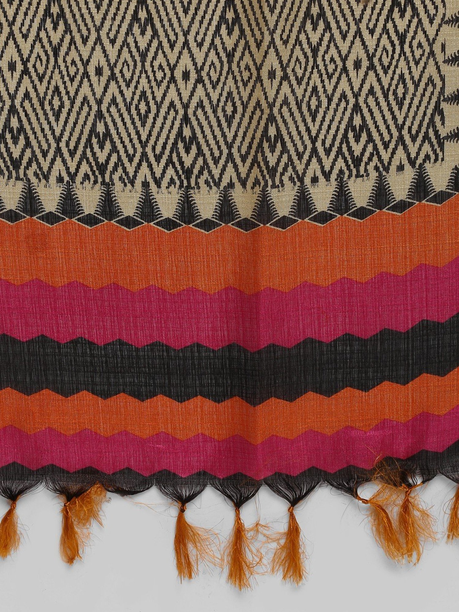 Saree Mall Beige & Pink Printed Dupatta