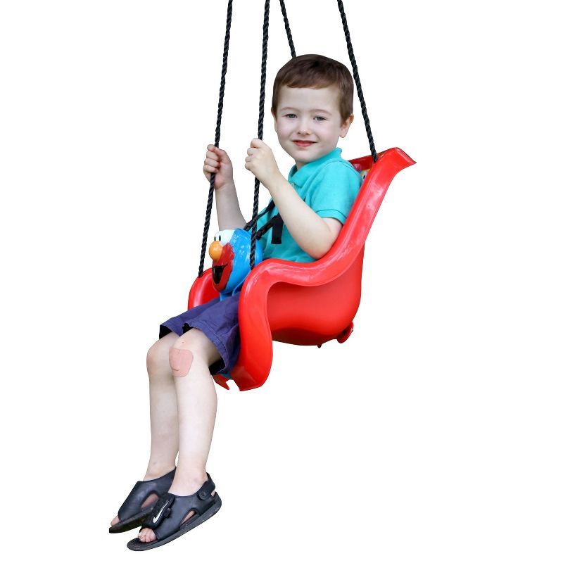 M & M Sales Backyard Outdoor Sesame Street Elmo Baby Toddler Bucket T-Bar Tree Swing with Nylon Ropes